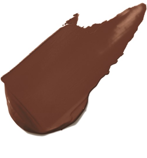 En smula av brun chokladsås med spetsig topp och krämig textur.
