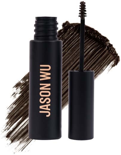 Wimperserum in zwart ontwerp met kwast, merkje 'JASON WU'.