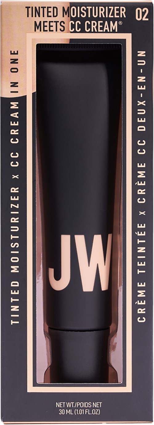 En box med ett rör för Juvias Place tonad moisturizer, matchande CC-kräm och highlight-produkt. Elegant svart förpackning.