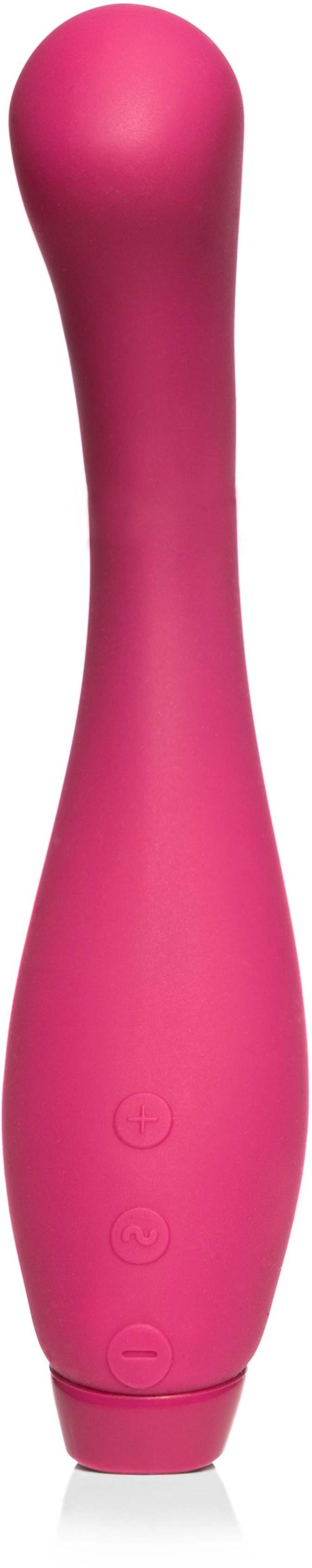 Een roze, langwerpig apparaat met drie knoppen onderaan, waarschijnlijk een persoonlijk verzorgings- of massagetoool.