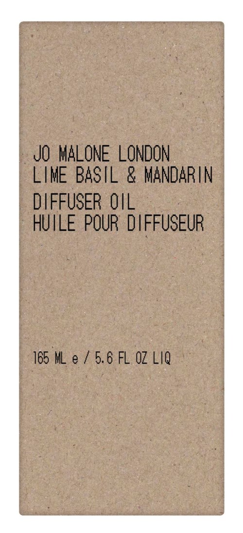 A rectangular box with text describing Jo Malone London Lime Basil & Mandarin diffuser oil and its volume.