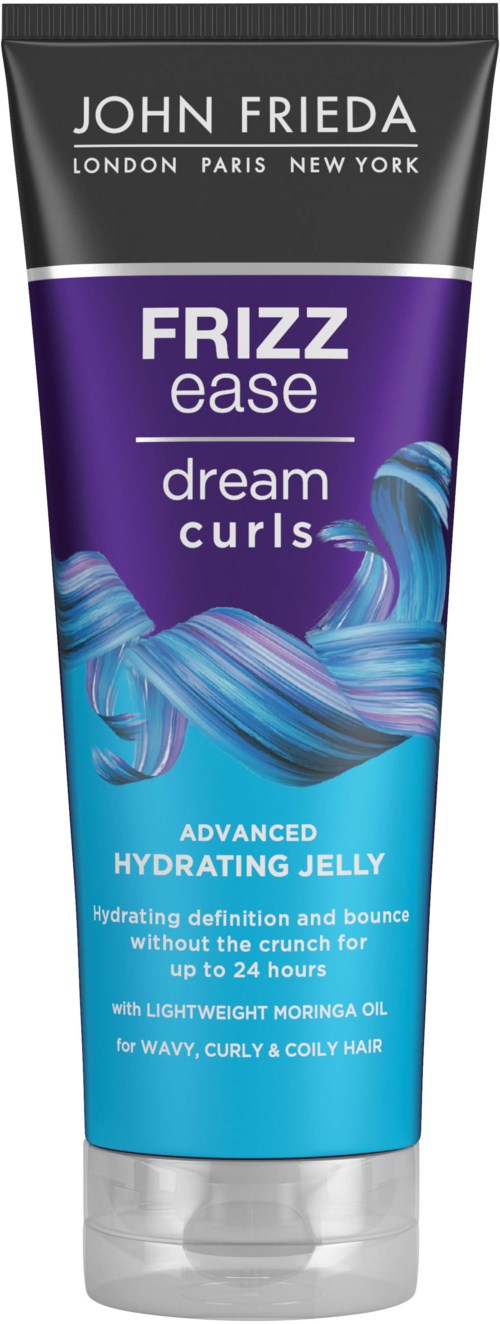 Een tube van John Frieda Frizz Ease Dream Curls Hydrating Jelly voor golvend, krullend en gekruld haar.