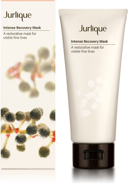 En æske og tube med Jurlique Intense Recovery Mask, der bruges til hudheling og fine linjer.