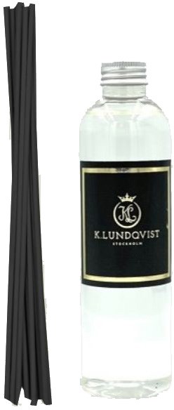 En parfyllflaska och svarta ljusstakar med enkel design. Parfyllflaskan är klar med en etikett.