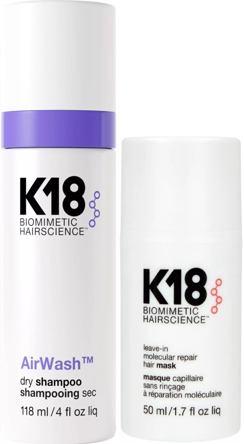 K18 Bundle AirWash Dry Shampoo 118 ml & Leave In Molecular Repair Mask 50 ml