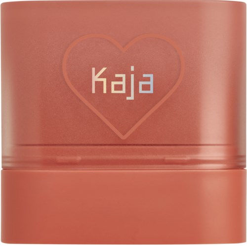 En rosa beholder med et hjerte og ordet "Kaja" inni.