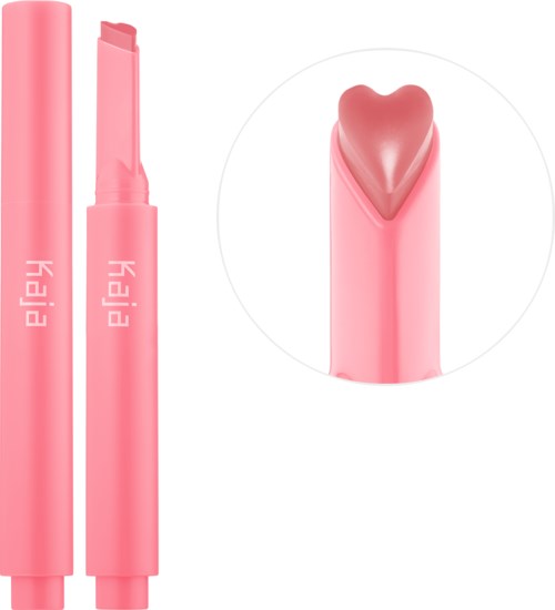 Rosa lippenförmiges Make-up-Produkt mit Applikator, wahrscheinlich Lippenstift oder Lippenbalsam.
