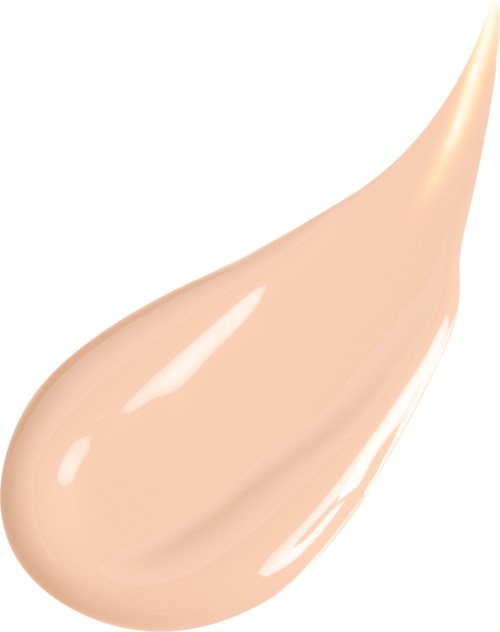Eine beigen Farbe flüssigkeitsähnliche Tropfen mit glänzenden Reflexionen auf weißem Hintergrund.