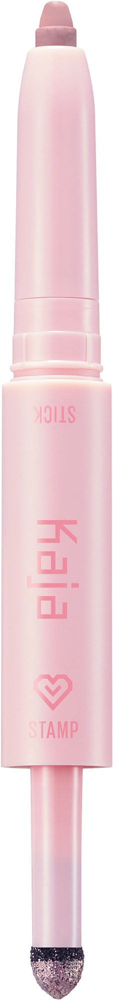 En rosa blush-penne med myk spiss og gjennomsiktig bunn som viser fargen. Merket 'kiabit' er på den.