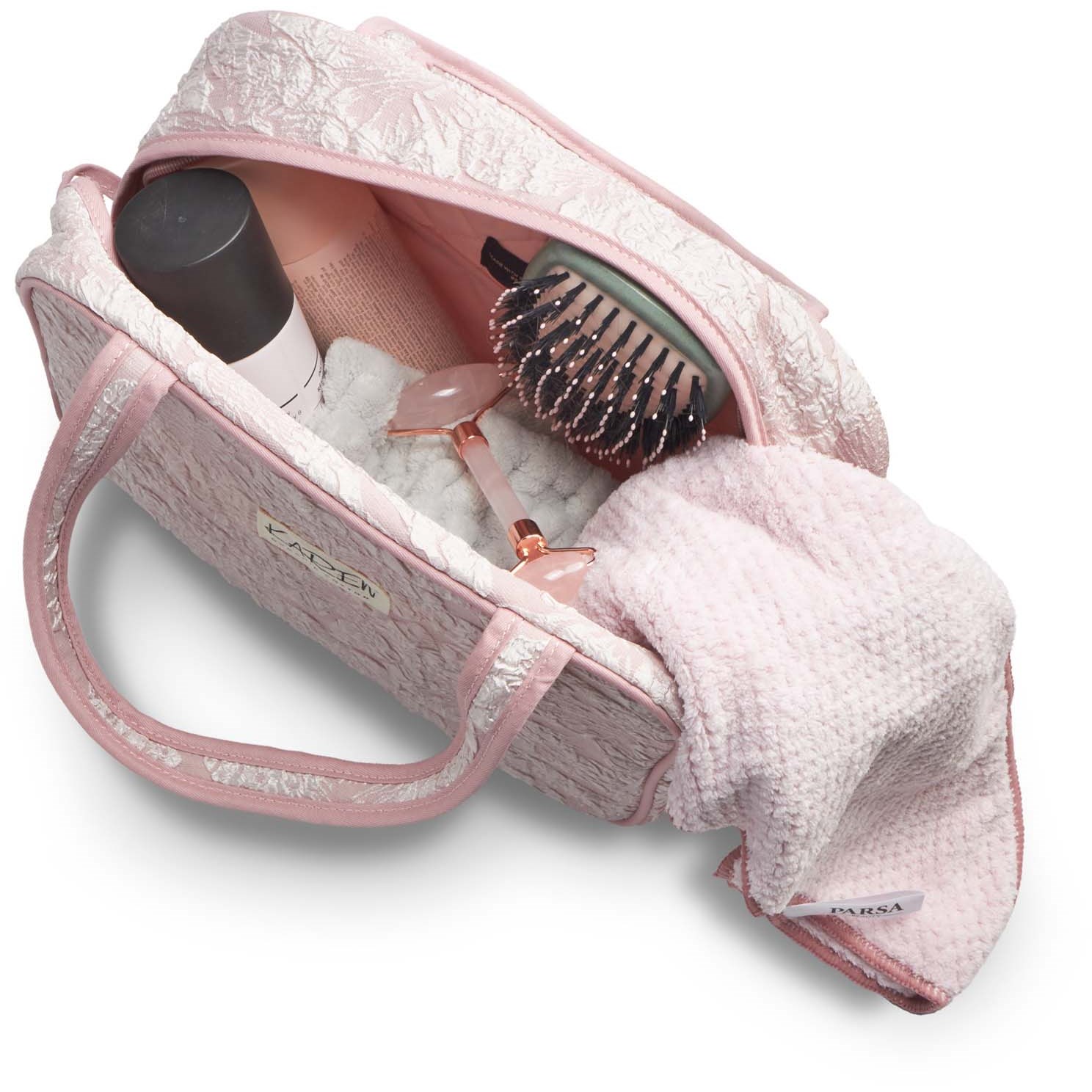 Alternativ bild 1 för Karen Toiletry Bag With Handle Pink Brocade