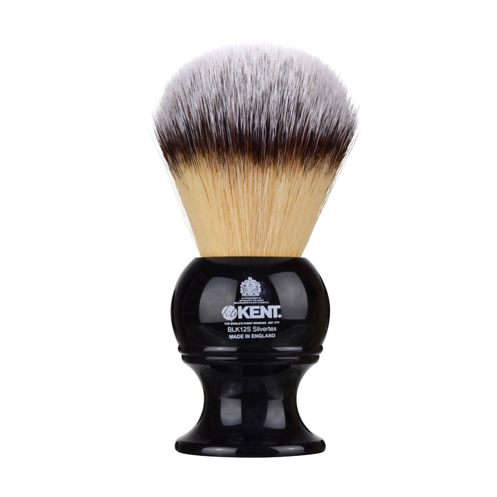 Kent Brushes Black Silvertex Synthetic Shaving Brush