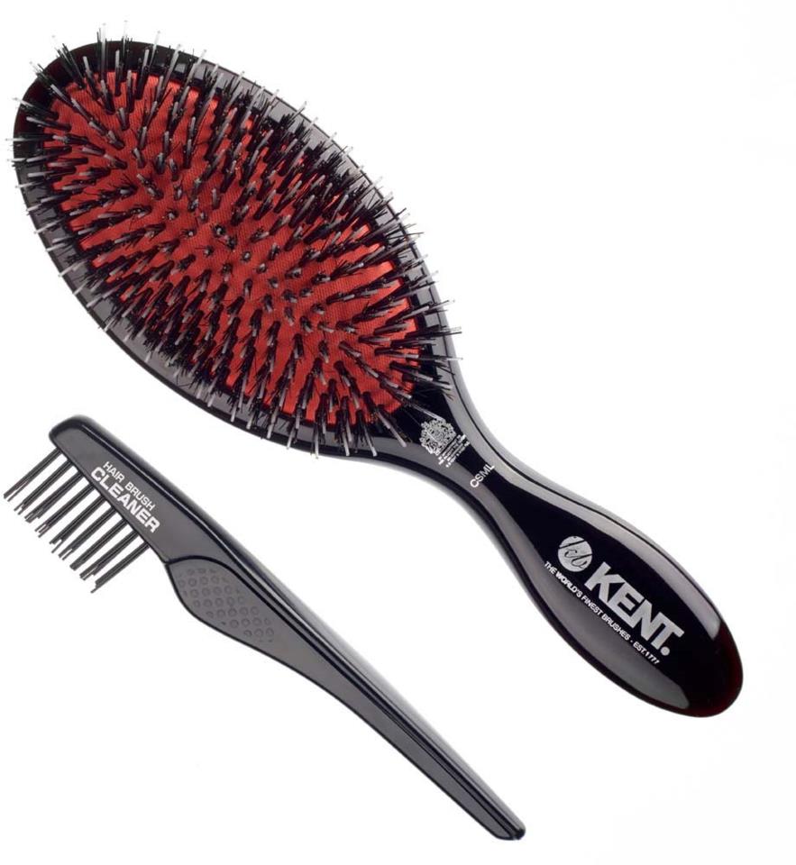 Kent Brushes Classic Shine Large Black Porcupine Mixed Bristle Hairbrush