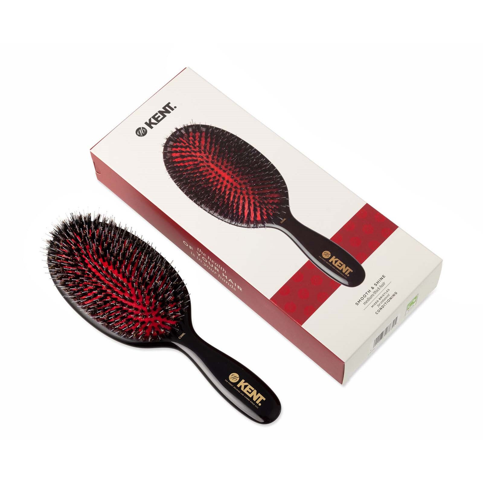 Kent Brushes Classic Shine Large Black Porcupine Mixed Bristle Hairbru (obrázok 7)
