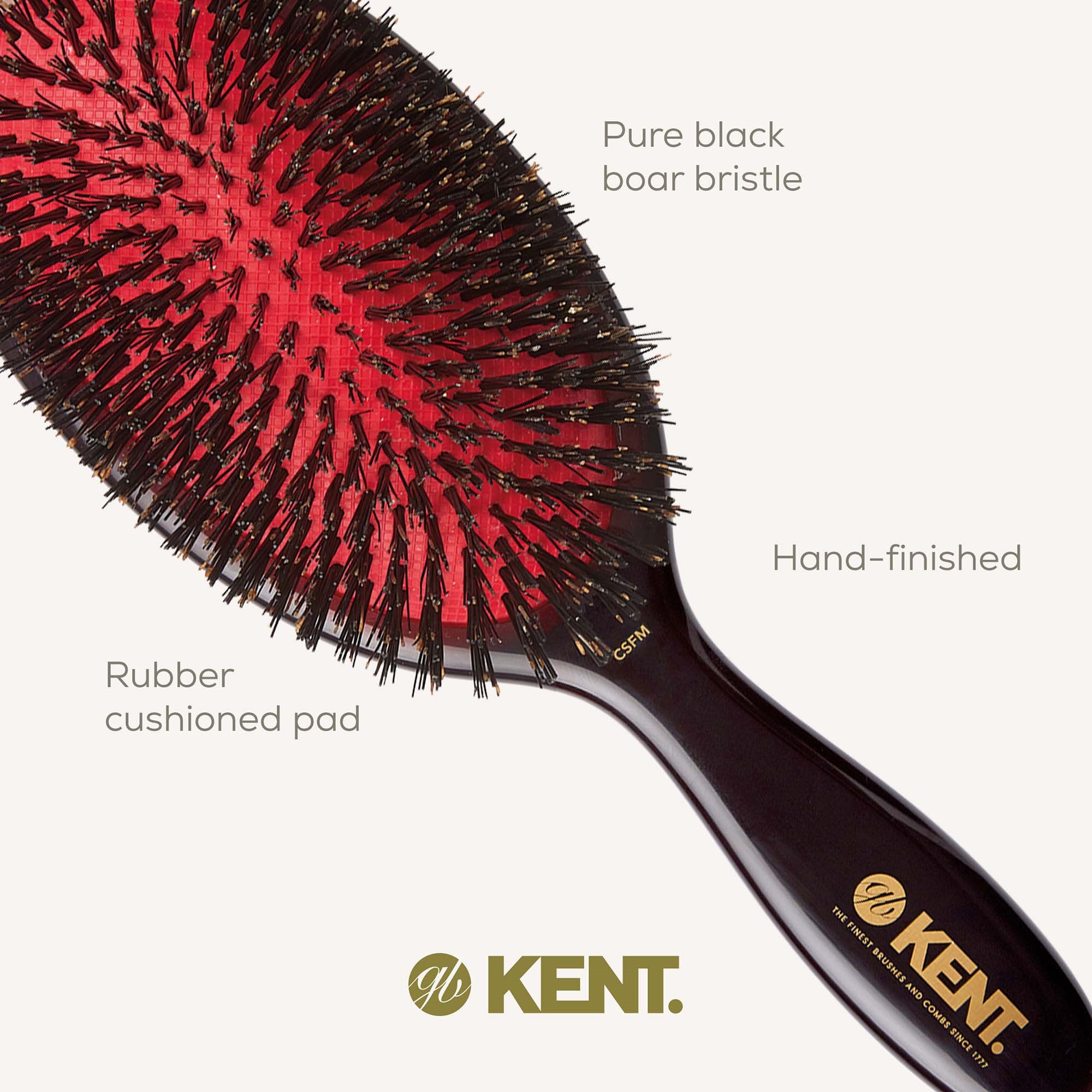 Kent Brushes Classic Shine Medium Black Bristle Hairbrush (zdjęcie 5)