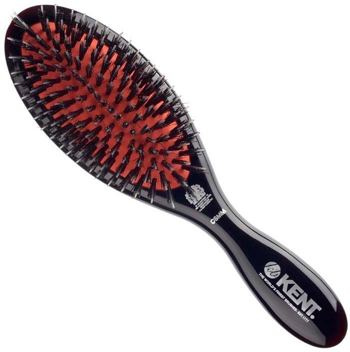 Kent Brushes Classic Shine Medium Black Porcupine Mixed Bristle Hairbrush