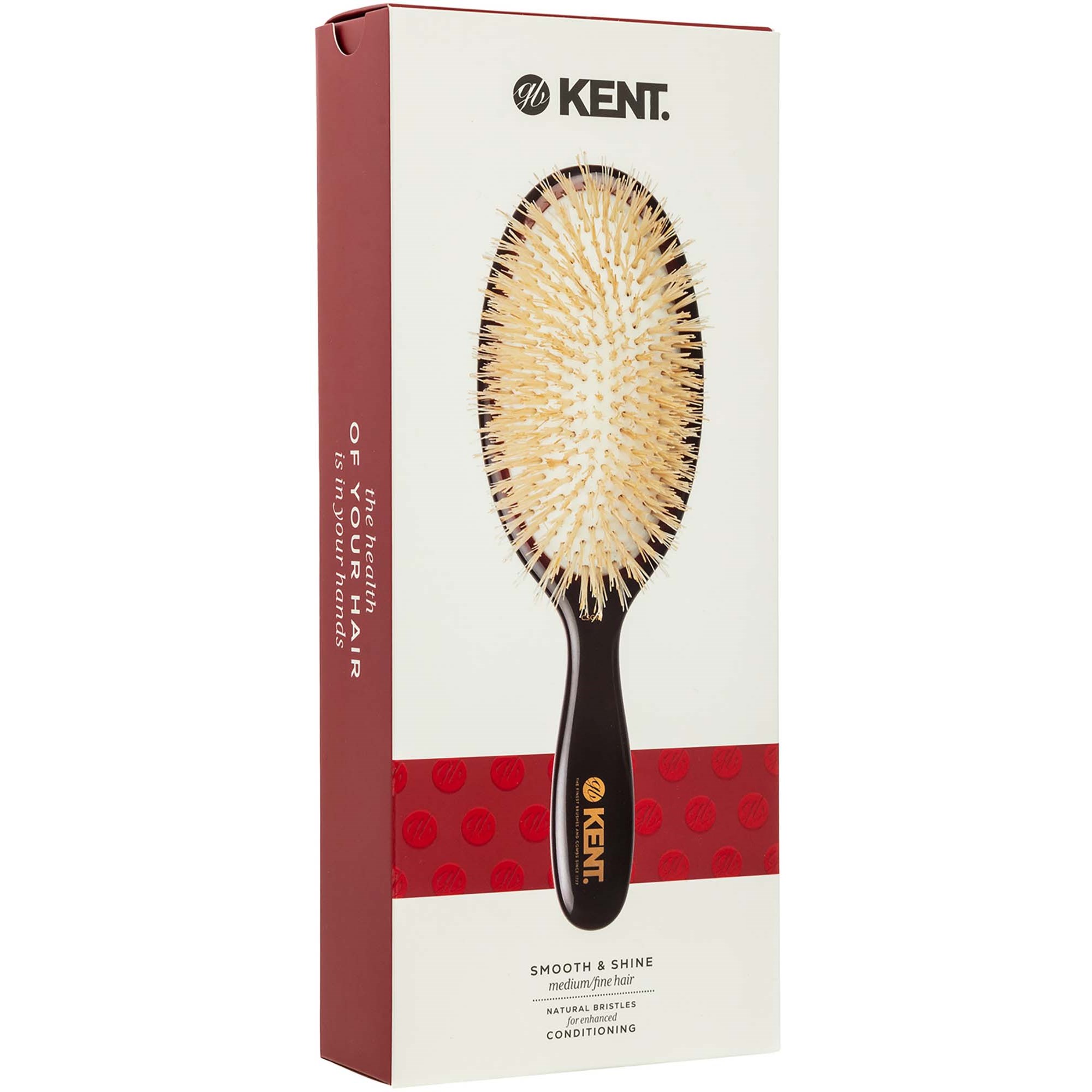 Kent Brushes Classic Shine Medium Soft White Pure Bristle Hairbrush (zdjęcie 10)