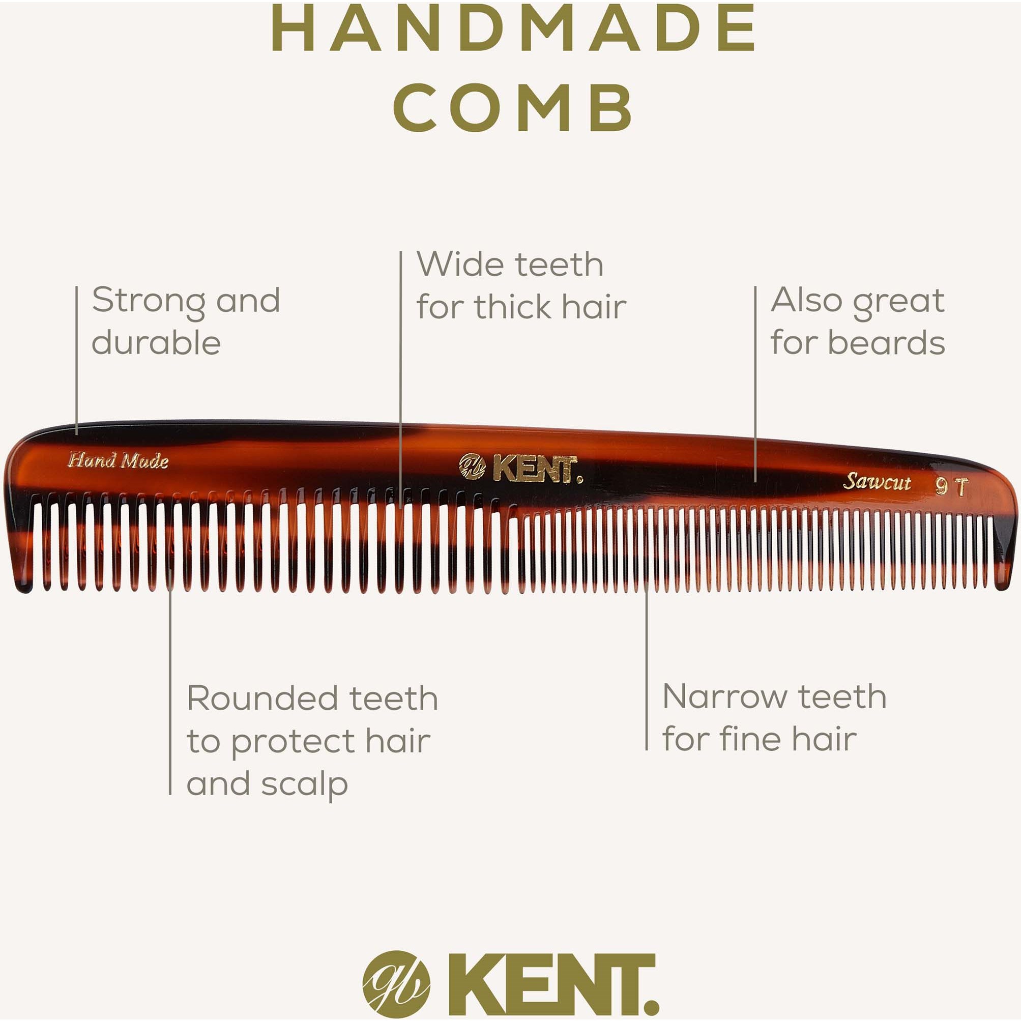 Kent Brushes Handmade Large Dressing Table Comb Fine/Coarse (zdjęcie 4)