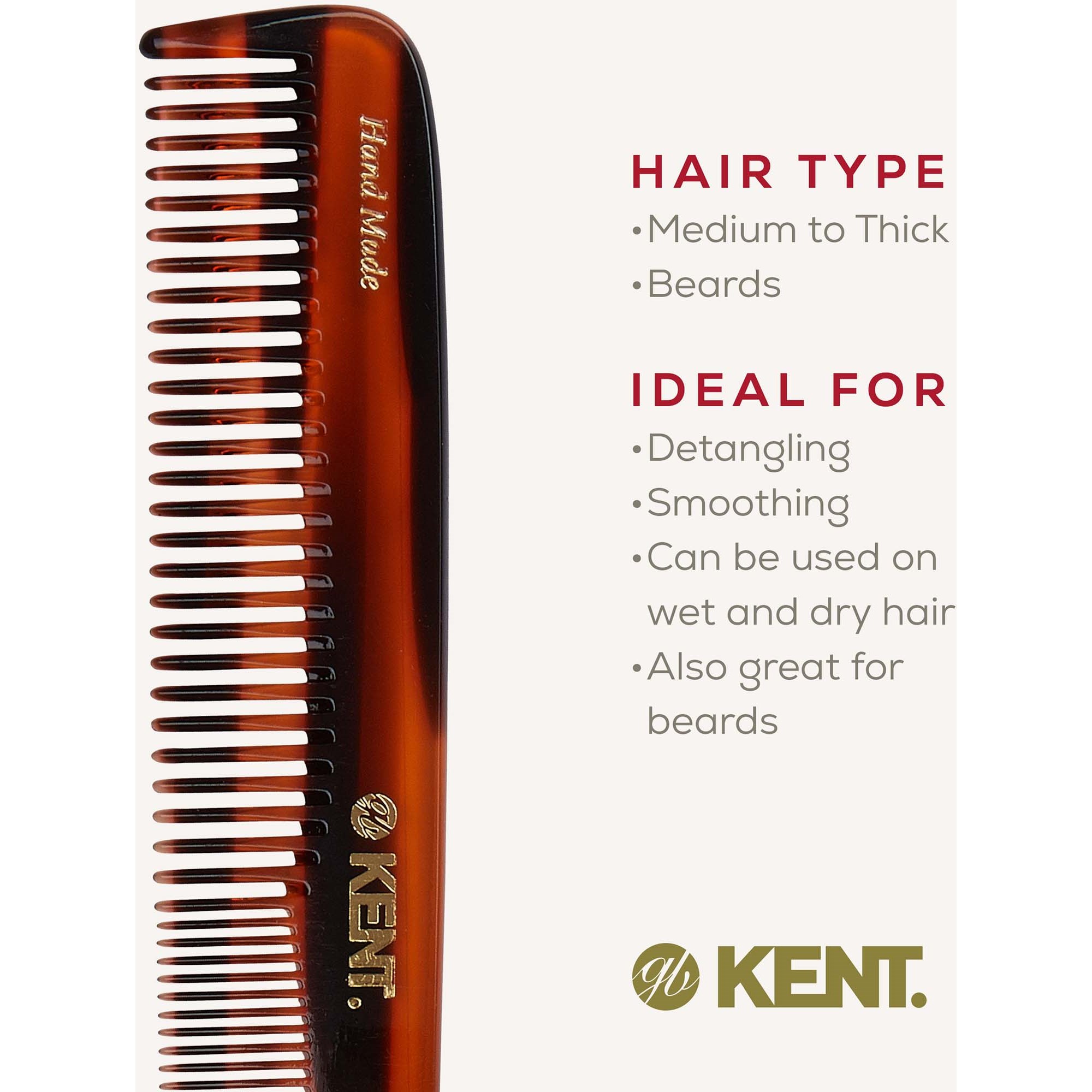 Kent Brushes Handmade Large Dressing Table Comb Fine/Coarse (zdjęcie 6)