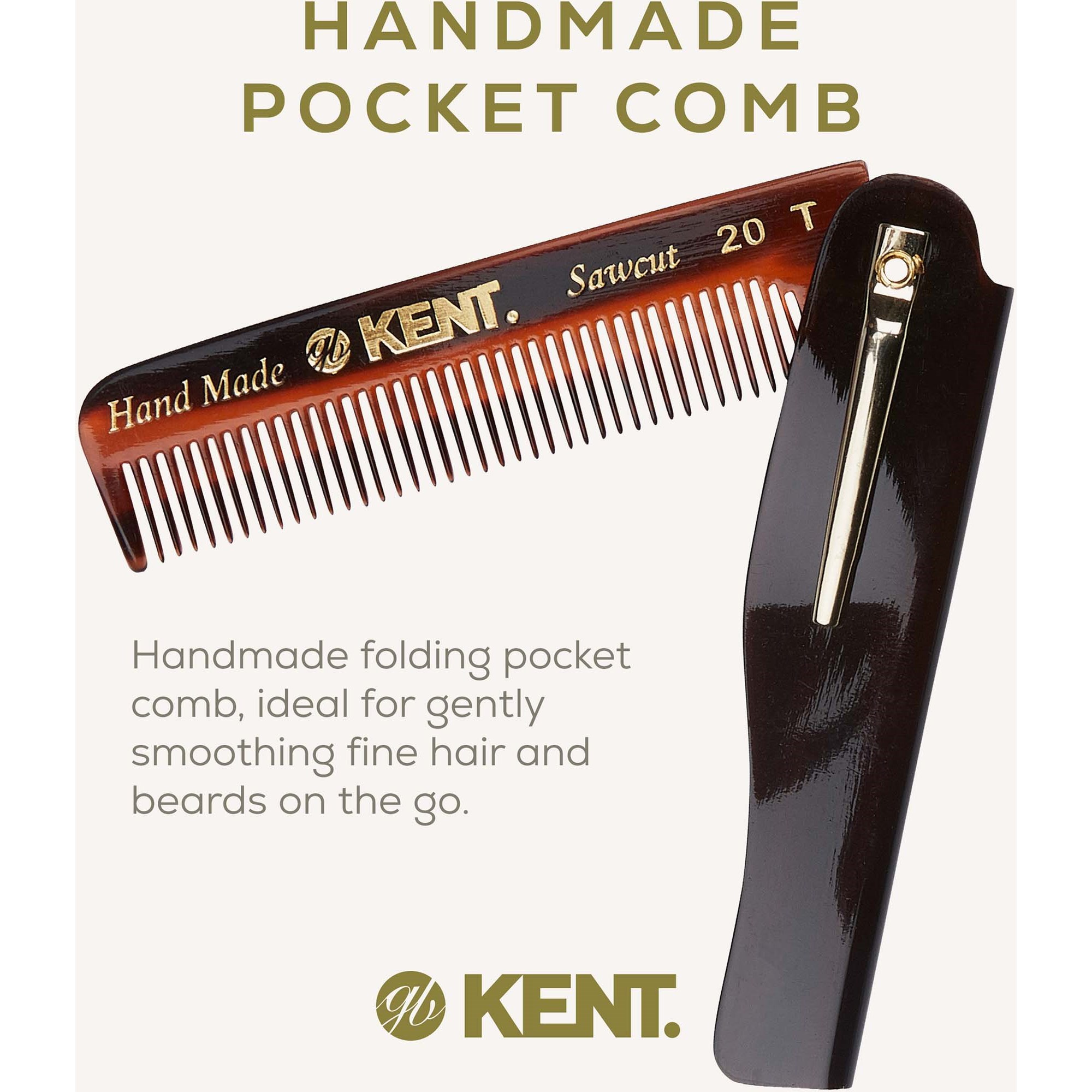 Kent Brushes Handmade Mens Folding Pocket Comb Fine (zdjęcie 3)