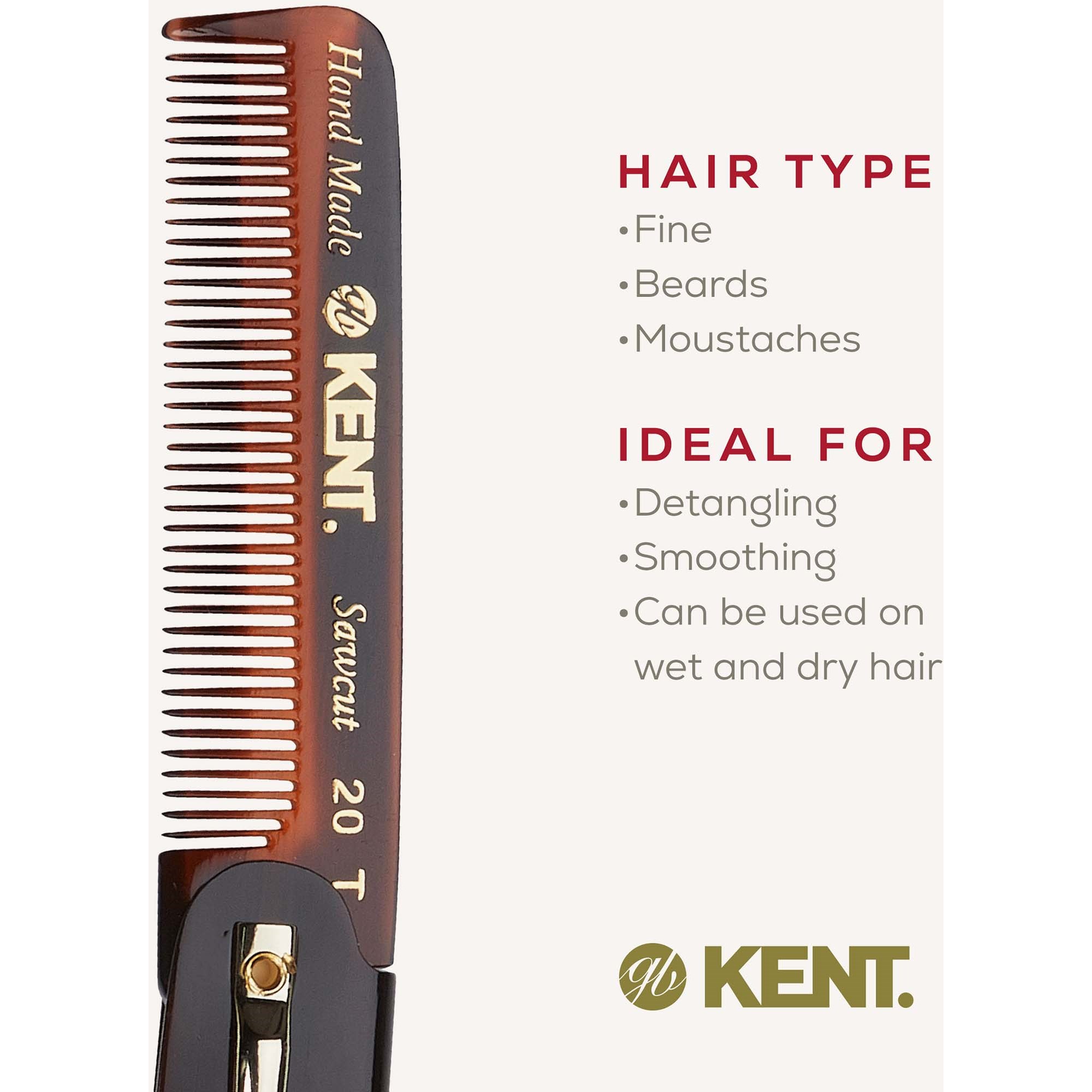 Kent Brushes Handmade Mens Folding Pocket Comb Fine (zdjęcie 6)