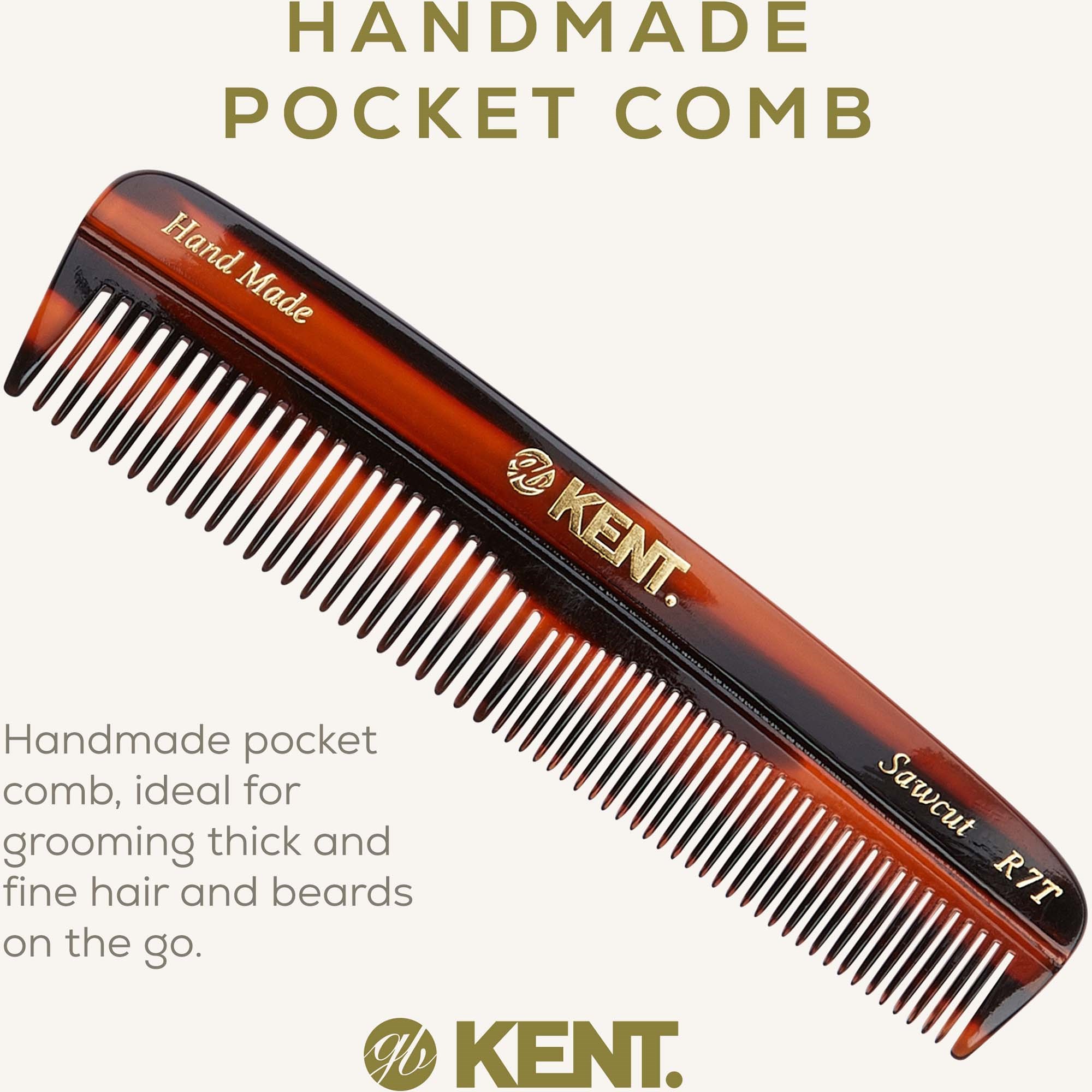 Kent Brushes Handmade Small Fine/Coarse Toothed Pocket Comb (zdjęcie 3)