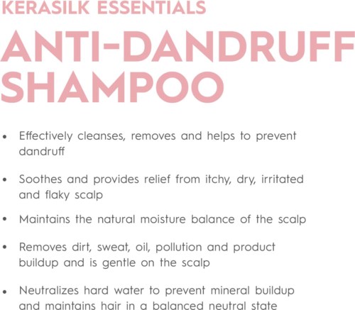 Text über Anti-Schuppen-Shampoo, einschließlich Reinigung, Beruhigung, Feuchtigkeitsbalancierung und Neutralisierung der Wasserwirkungen.