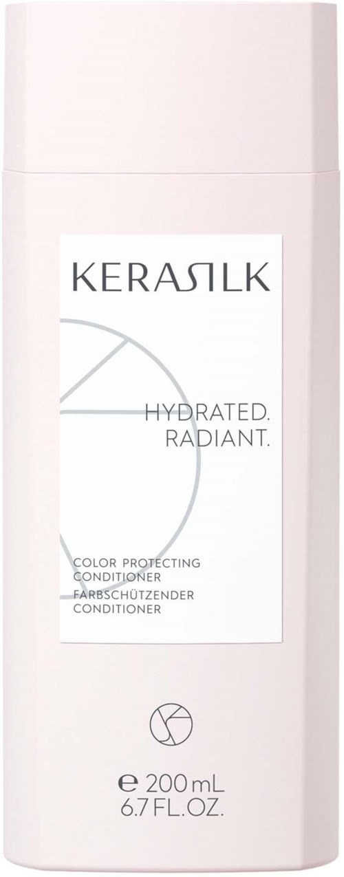 KerasliK färgskyddande balsamflaska med produktnamn och beskrivning.