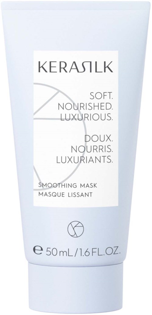 Weiße Tube mit KerasK-Reinigungsmaske, als nährend und luxuriös gekennzeichnet, 50ml.