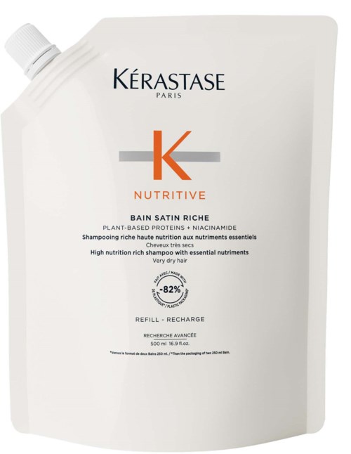 White refill pouch for Kérastase Nutritive Bain Satin Riche shampoo, 500 ml.