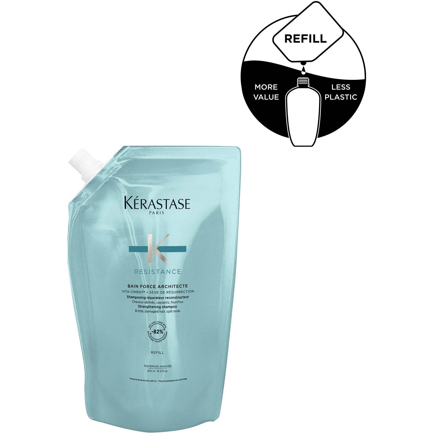 Alternativ bild 1 för Kérastase Resistance Resistance Bain Force Architecte Shampoo Refill 5