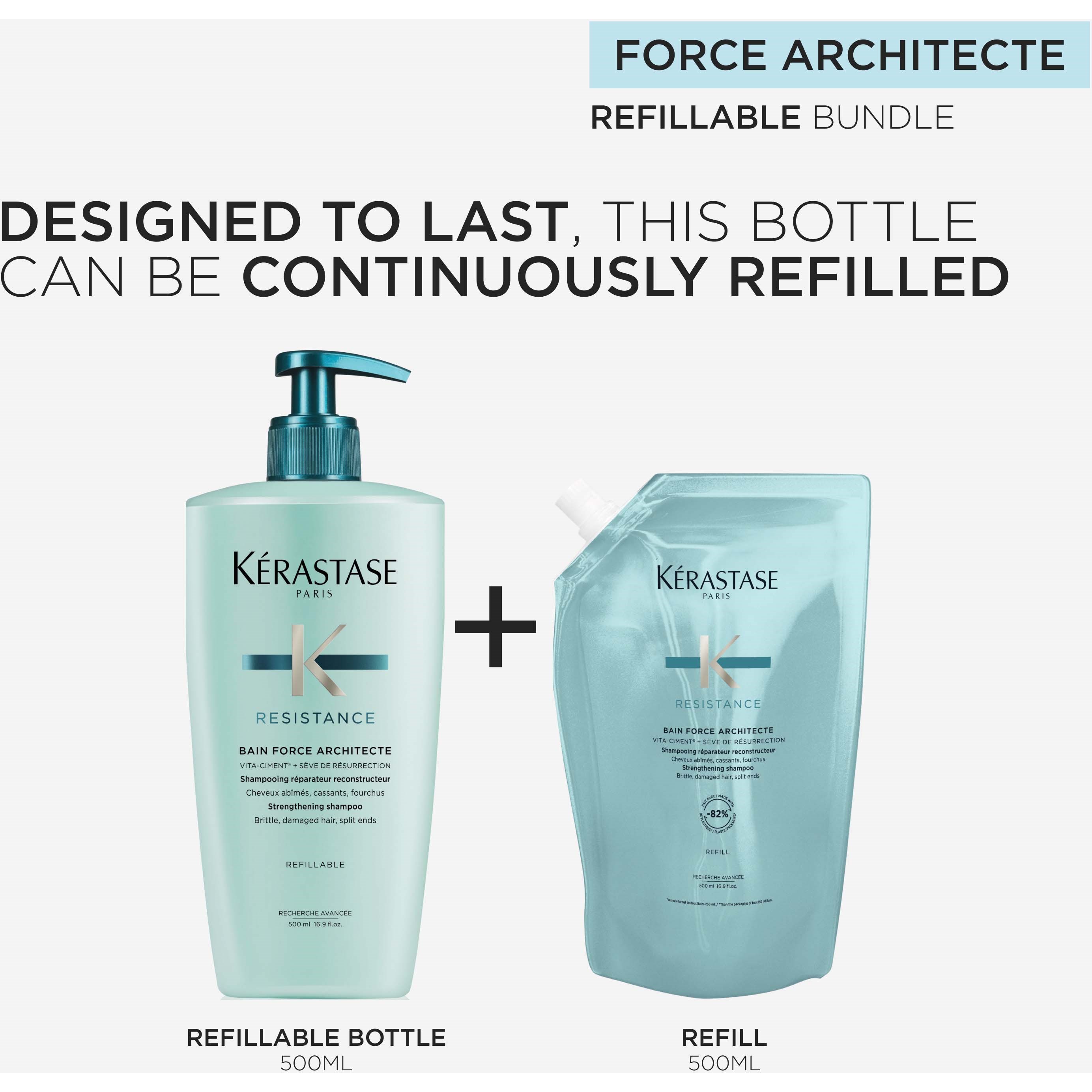 Kérastase Resistance Resistance Bain Force Architecte Shampoo Refill 5 (obrázok 4)