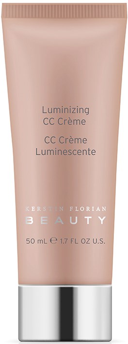 En beige tub med silverlock, märkt 'Luminizing CC Crème' av 'Erikson Florian Beauty' för hudglans.
