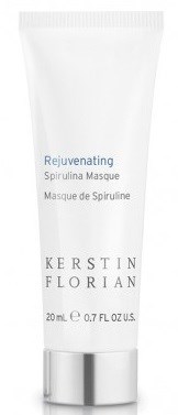 En vit tube med Rejuvenating Spirulina Maske med silverlock, 20 ml storlek, etikett med produktnamn och märke.