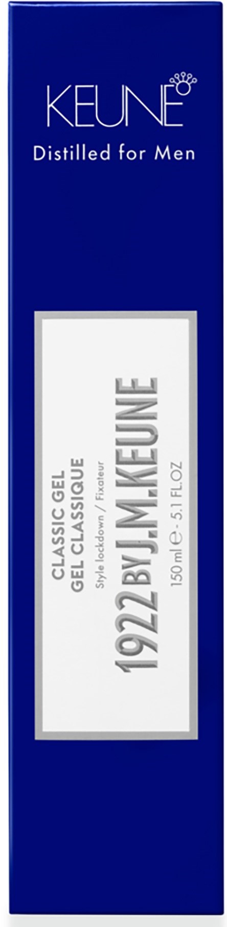 Eine blaue Box mit "KELNE" und Text über ein Gel für Männer und einen Namen, 1942 VON J.M. MIKE. Destilliert für Männer.