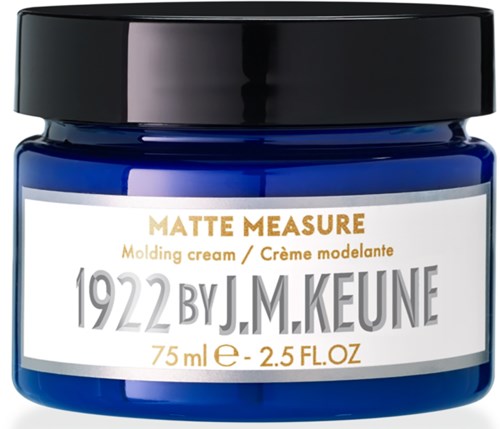 Kleine blauwe pot met matte modellagecrème van J.M. Keune, 75 ml.