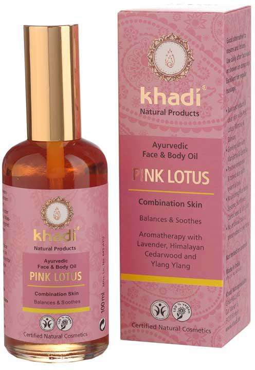 Khadi Ayurvedic Face & Body Oil Pink Lotus 100ml