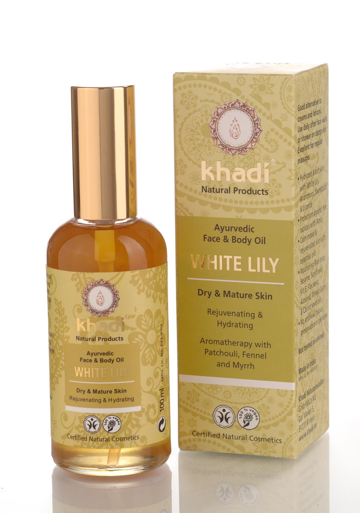 Khadi Ayurvedic Face & Body Oil White Lily 100 ml