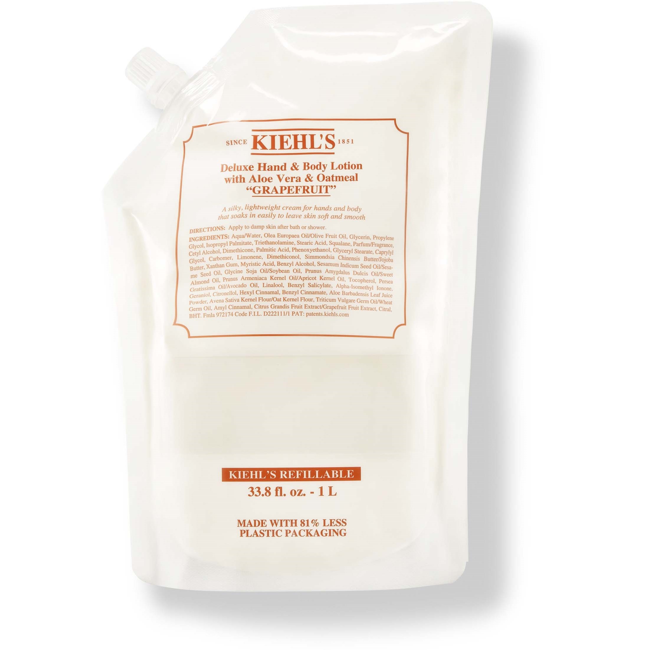 Kiehls Hand and Body Lotion Grapefruit Refill 1000 ml