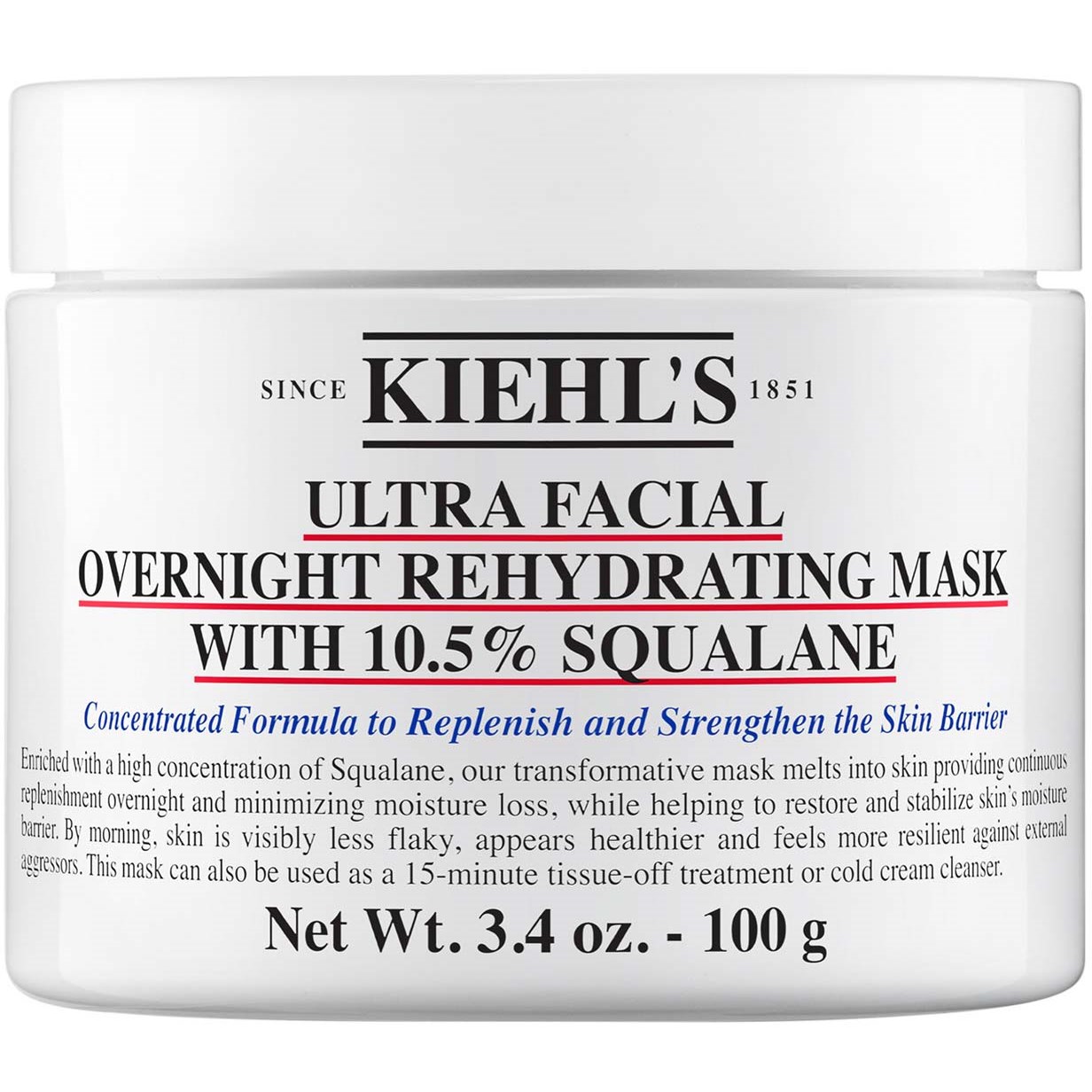 Kiehls Ultra Facial Overnight Rehydrating Mask with 10.5% Squalane 1