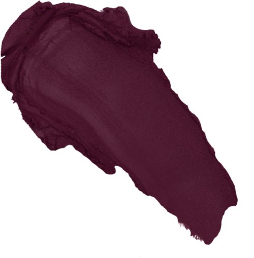 A dark purple smear or stroke, shaped like a tongue, on a white background.