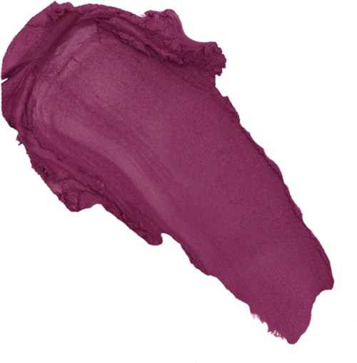 A mauve-colored lipstick smear with a rounded top and tapered end.
