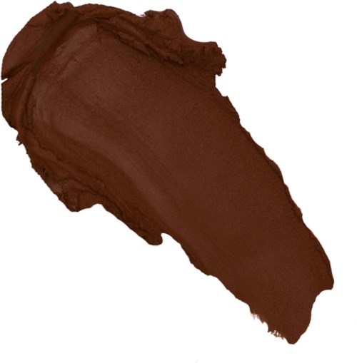 A large, brown smear with a rough outline, resembling a painted or brushed shape on a white background.