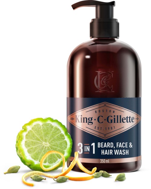 King C. Gillette 3in1 Beard, Face & Hair Wash 350 ml