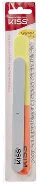 A nail file with a yellow and orange handle, designed for smoothing and shaping nails.