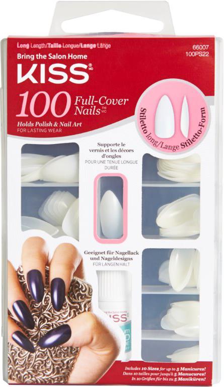 Kiss 100 Nails Full Cover Nails Long Stiletto