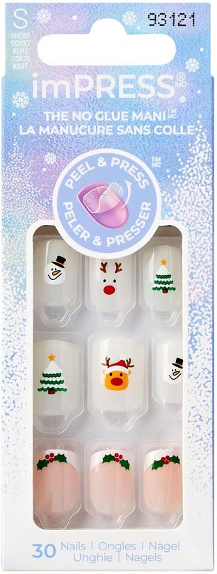 Christmas-themed nail stickers feature snowmen, reindeer, Christmas trees, and holly decorations.