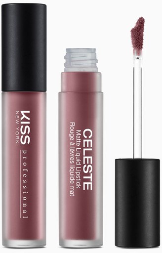 Två läppprodukter visas: en med svart hatt och rosa vätska, och den andra med en markerad svamp och rosa läppglans.