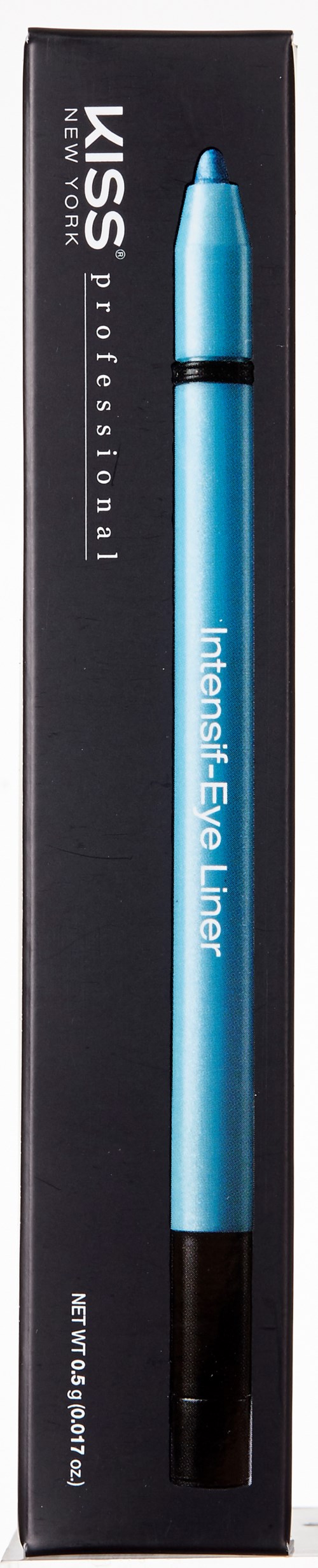 En blå penna med svart spets i en vertikal låda, märkt "Intense Eye Liner" av LISS Professional.