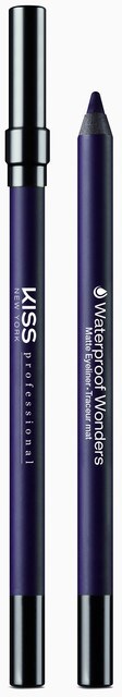 Två blå vattenfasta gelpennor med silvertips, märkta 'KISS Professional' och 'Waterproof Wonders.'
