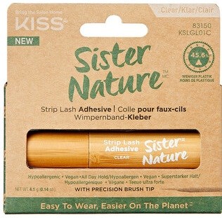 En beige tub med Sister Nature stripsfranslim på förpackningen, med varumärke och produktdetaljer.